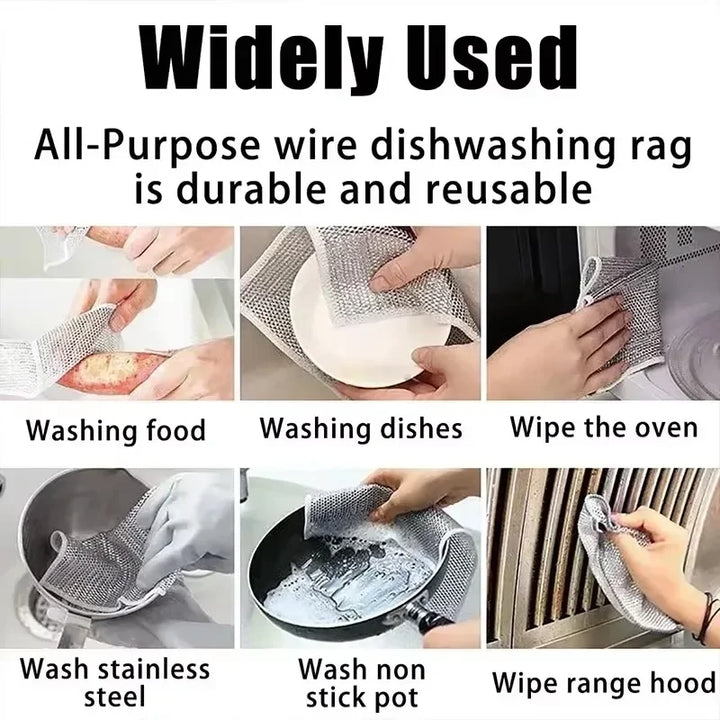 Reusable Metal Mesh Cleaning Cloth – Quick-Dry Microfiber Scrubber for Pots, Pans & Stovetops