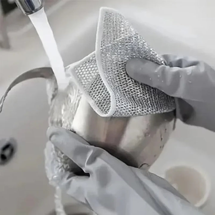 Reusable Metal Mesh Cleaning Cloth – Quick-Dry Microfiber Scrubber for Pots, Pans & Stovetops