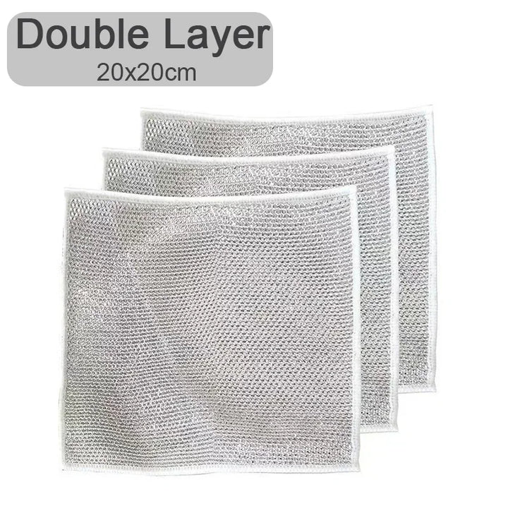 Reusable Metal Mesh Cleaning Cloth – Quick-Dry Microfiber Scrubber for Pots, Pans & Stovetops