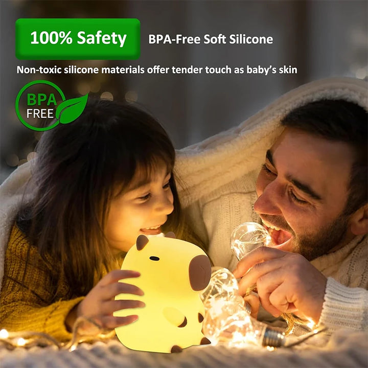 Capybara LED Night Light – Soft Glow Bedside Lamp for Kids & Adults